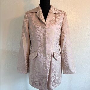 Boston Proper Womens Silk Dusty Pink/Taupe Jacquard Lined Blazer/Jacket Size 10